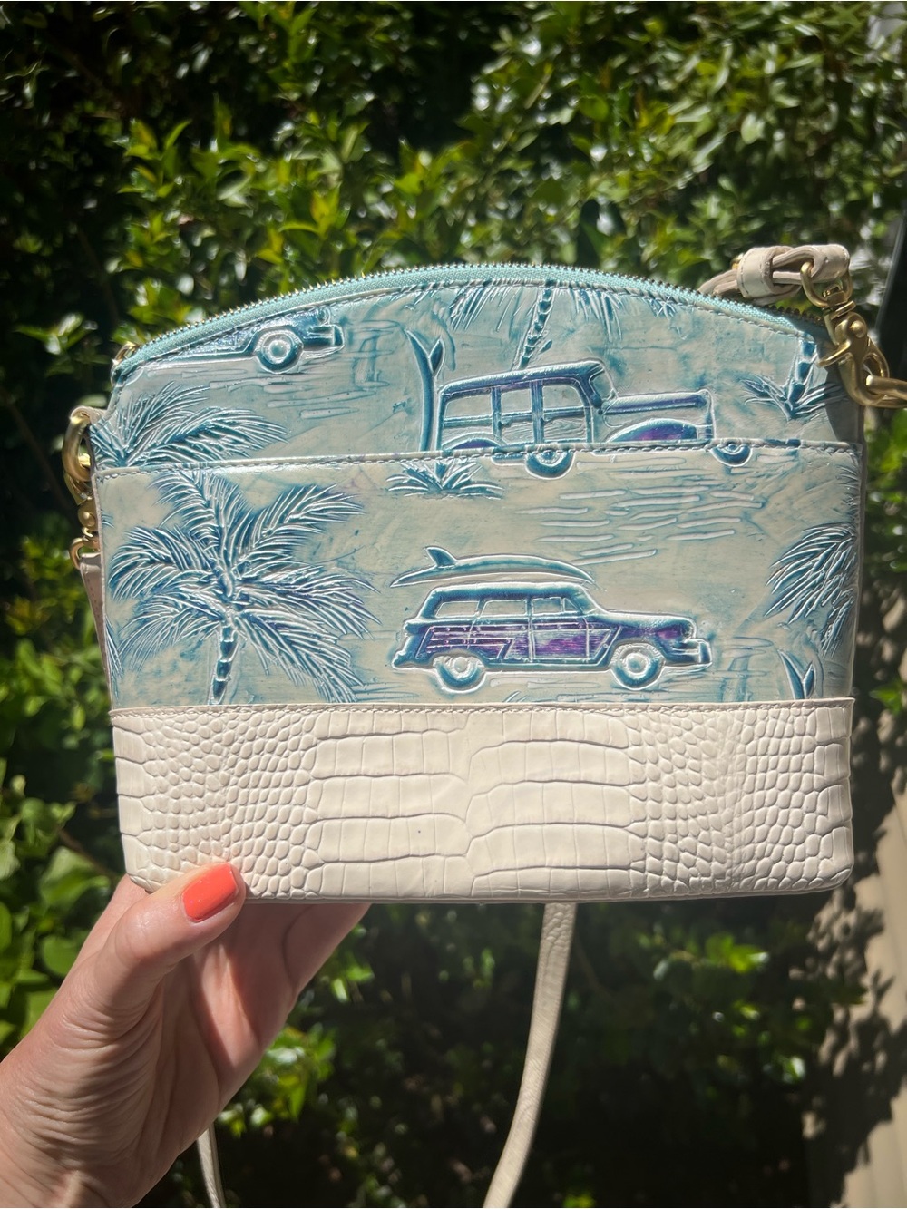 Brahmin Mini Duxbury Copa Cabana Crossbody Blue & Cream - Picture 3 of 11